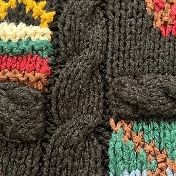 Vtg Hand Knitted Whimsigoth Sweater Vest 1X Folk Art Cottage Eclectic Grandma - Picture 6 of 7